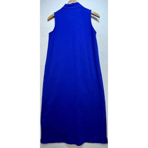 Duffield Lane Women's Button Up Shirt Dress Sleeveless Size S Blue Solid Stretch - Picture 2 of 8